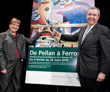 photo of TD employees at a special art exhibit called From Pellan to Ferron