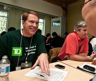 photo of TD’s senior executives taking part in a Speed Mentoring session at ACCES Employment