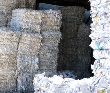 photo of stacks of paper to be recycled