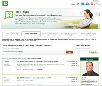 screenshot of TD Helps forum