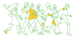 Illustration of people walking