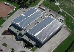 Photo of solar panels on a commercial building