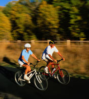 Couple riding bicycles